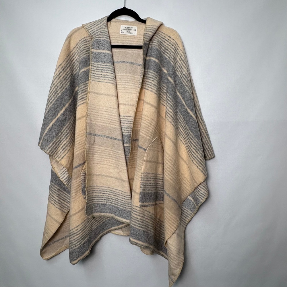 REI Co-op Womens Hooded Poncho Wrap Striped Southwestern Blanket Cape One Size